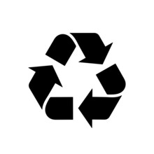 Universal Recycling Symbol, Recyclable Sign, Recycle Single Eco Symbol Black Filled Arrows 3R Of The Environment, Vector Icon