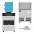  Desktop automatic ice maker machine vector. Flat icon style