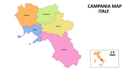  Campania Map. District map of Campania in District map of Campania in color with capital.