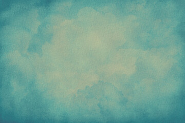 Wall Mural - watercolor illustration cloudy art abstract blue color texture background, clouds and sky pattern. w