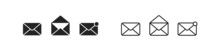 Black And Line Mail Icons Set. Icon Of A New Message, Read The Message. Notification Message Symbol.