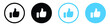 like icon button, thumbs up icon symbol sign - recommended button in round circle - thumb finger up symbol