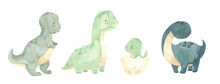 Watercolor Dinosaurs Illustration For Kids