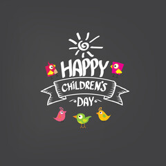 1 june international childrens day icon or label isolated on stylish grey background. happy Children day greeting card. kids day poster. Children day banner, social media post, graphic illustartion.