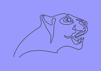 Wall Mural - Jaguar head line.Continuous one line