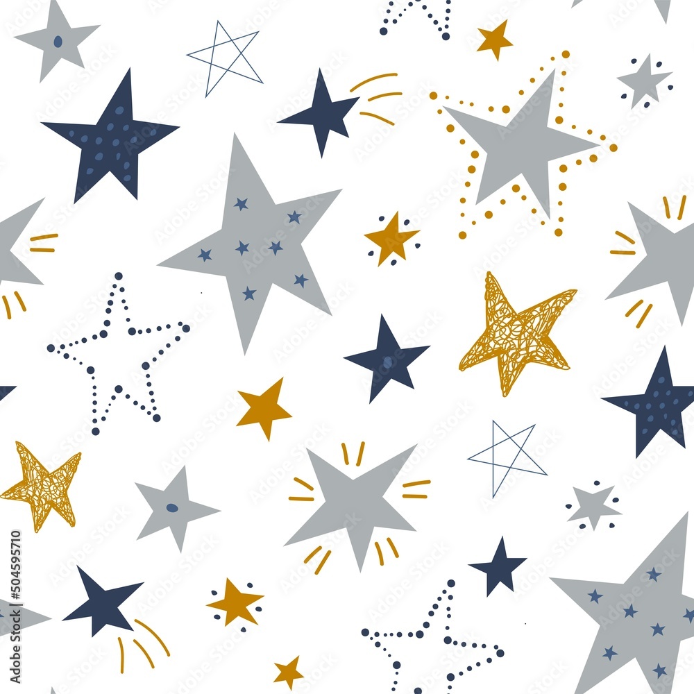 Seamless pattern with stars. Kids print. Vector hand drawn illustration ...