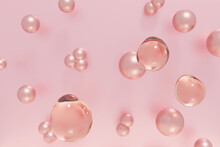 3d Render Of Beautiful Pink Droplets Of Face Serum For Your Beauty Project