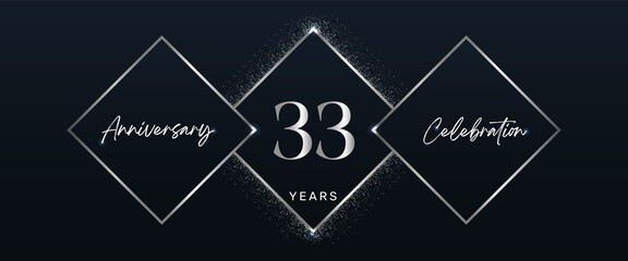 33 years anniversary celebration logotype. Vector design for anniversary celebration events, birthday party, greeting card, wedding, invitation card. 33 Year Anniversary Template Design Vector