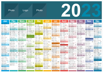 Wall Mural - Calendrier 2023 Format A3 - pour entreprise avec logo sur 12 mois - multicaque - modifiable