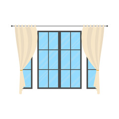 Wall Mural - Panoramic window with blinds. Isolated Cartoon style.