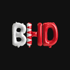 Wall Mural - 3d illustration of currency bhd-letter balloons with flags color Bahrain isolated on black