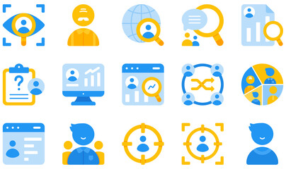 Wall Mural - Set of Vector Icons Related to Market Research. Contains such Icons as Observation, Online Survey, Qualitative, Quantitative, Research, Segmentation and more.