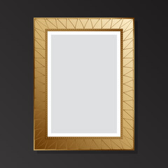 Wall Mural - Gold style vintage empty picture frame on black background. Flat style.