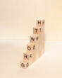 Wooden cubes block which print screen growth wording . Target of investment and business growth concept.
