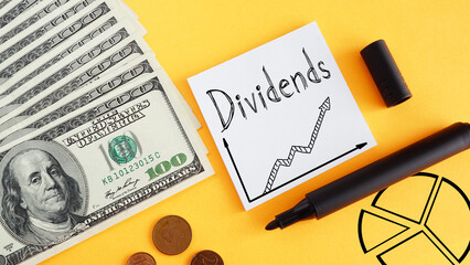 Poster - Dividends are shown using the text and photo of dollars
