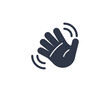 Waving hand vector emoticon. Isolated hello, hi, bye hand gesture emoji illustration