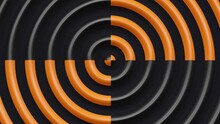 Orange Black Dark Wavy Concentric Modern Circular Radial Dynamic Abstract Background, 3d Render Seamless Looping Ripple Waves, Geometric Ring Round Liquid Wallpaper, Futuristic Moving Circles