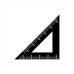 Wall Mural - Triangular Ruler Icon, Straightedge At A Right Angle, Engineering, Technical Drawing Instrument