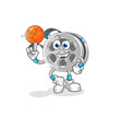 film reel playing basket ball mascot. cartoon vector