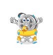 film reel with duck buoy cartoon. cartoon mascot vector