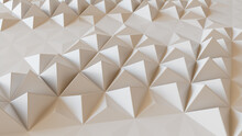 White Three-Dimensional Surface With Tetrahedrons. High Tech, Light 3d Texture.