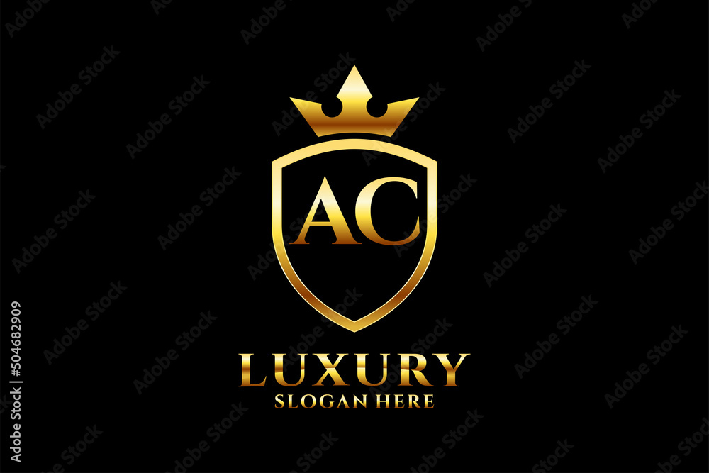 initial AC elegant luxury monogram logo or badge template with scrolls ...