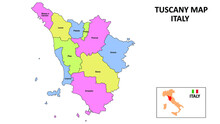 Tuscany Map. District Map Of Tuscany In District Map Of Tuscany In Color With Capital.