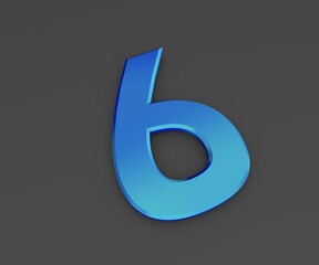 Poster - Number 6. Blue volumetric figure on a gray background. 3D rendering.