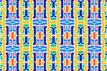 Poster - Abstract Bauhaus geometric pattern background, vector circle, triangle and square lines color art design. Colorful Bauhaus pattern background