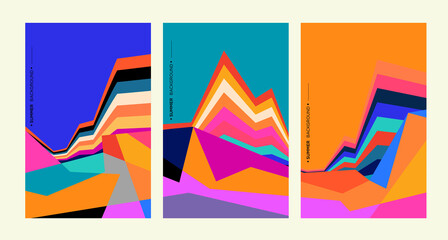 Aufkleber - Colorful abstract geometric background illustration for summer poster