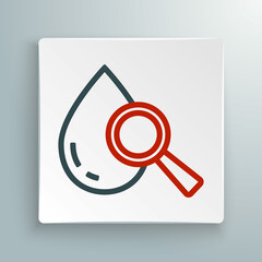 Canvas Print - Line Drop and magnifying glass icon isolated on white background. Colorful outline concept. Vector