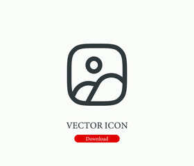 Poster - Image vector icon. Editable stroke. Symbol in Line Art Style for Design, Presentation, Website or Mobile Apps Elements, Logo.  Photo symbol illustration. Pixel vector graphics - Vector