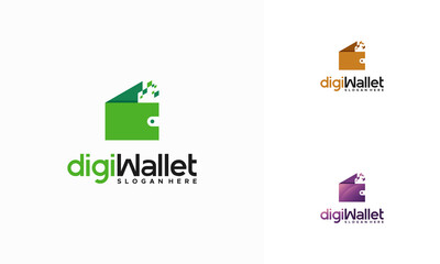 Wall Mural - digital wallet logo designs concept vector, pixel money logo template icon vector