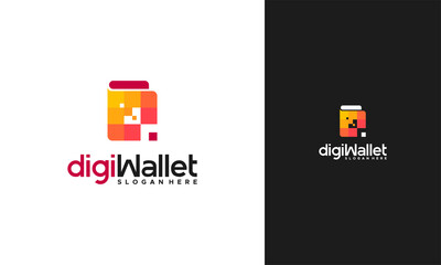 Wall Mural - digital wallet logo designs concept vector, pixel money logo template icon vector