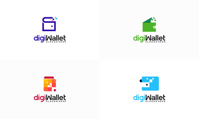 Wall Mural - Set of Digital Wallet logo designs concept vector, Pixel Money Logo template icon vector