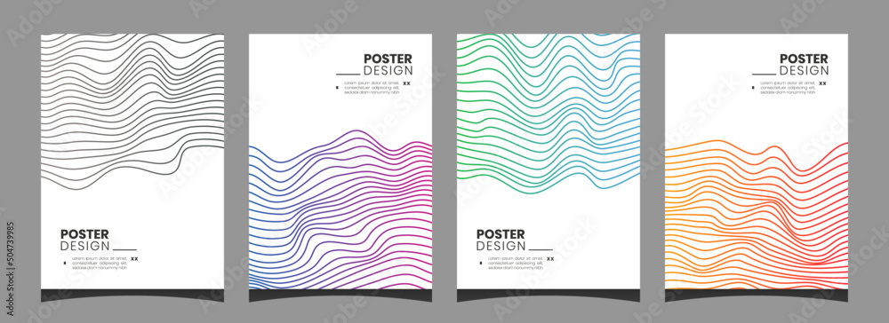 Streamlined Poster Abstract minimal striped line dynamic warp wavy poster background ...