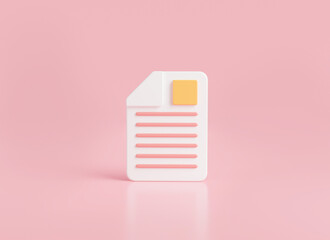 Poster - 3d icon rendering illustration of paper documents icon.concept about 3d document management.stack of