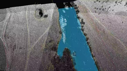 Wall Mural - dense points cloud information model area obtained by aerial laser scanning