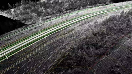 Wall Mural - dense points cloud information model of infrastructure area obtained by aerial laser scanning