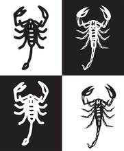 Black And White Scorpion Vector Silhouette Illustration