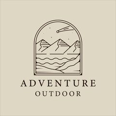 Wall Mural - mountain and lake logo line art simple minimalist vector illustration template icon graphic design. 