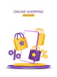 Online shopping.The concept of mobile marketing and e-commerce. Online store, e-commerce concept. Online shopping on application and website concept.