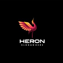 Vector Logo Illustration Heron Gradient Colorful Style