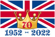 Queen Elizabeth's Platinum Jubilee Crown Celebration Poster with the Union Jack in the background, 70th Anniversary Reign