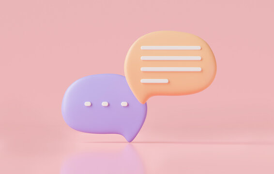 3d Chat bubble on pink background. concept of social media messages. speech bubbles, messenger shapes, Talk, dialogue, messenger, Chatting. Social network communication. 3d icon render illustration