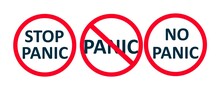 No Panic. Crossed Out Prohibition Sign.
Stop Panic Red Icon.
Dipressive State Of Fear, Anxiety And Anxiety.
Vector Illustration.