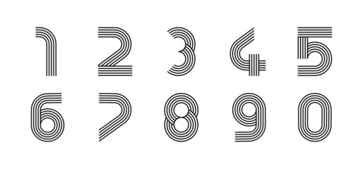digits linear modern logo. all numbers in line strip form. alphabet number character and number line
