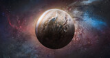 Fototapeta  - Jupiter planet sphere. Exploration and expedition on Jupiter planet in space. Solar system. Elements of this image furnished by NASA
