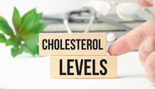 Cholesterol Levels Text On Wooden Blocks And Stethoscope
