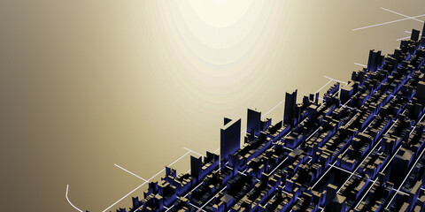 Leinwandbilder - Techno mega city; urban and futuristic technology concepts, original 3d rendering
